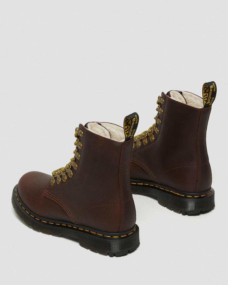 Botas de Invierno Dr Martens 1460 Pascal DM's Wintergrip Cuero Mujer Marrom | MX 50GSO